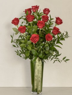 12 RED ROSES WITH VASE