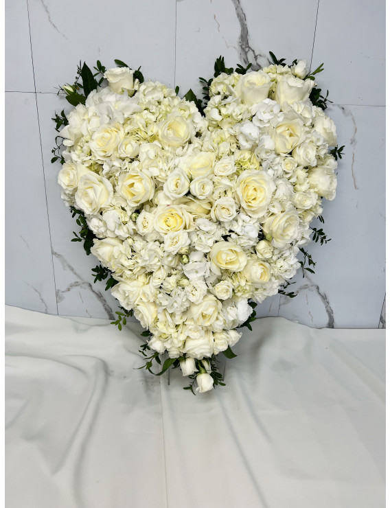FULL WHITE HEART ROSES & HYDRANGEAS - NEW-